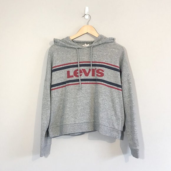 🌿 Levi's | Grey Classic Logo Cropped Hoodie - Picture 1 of 2